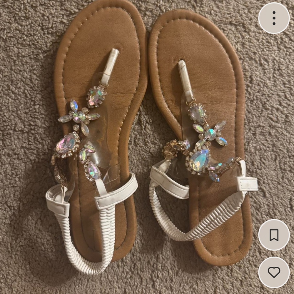 Gem Sandals with White Straps